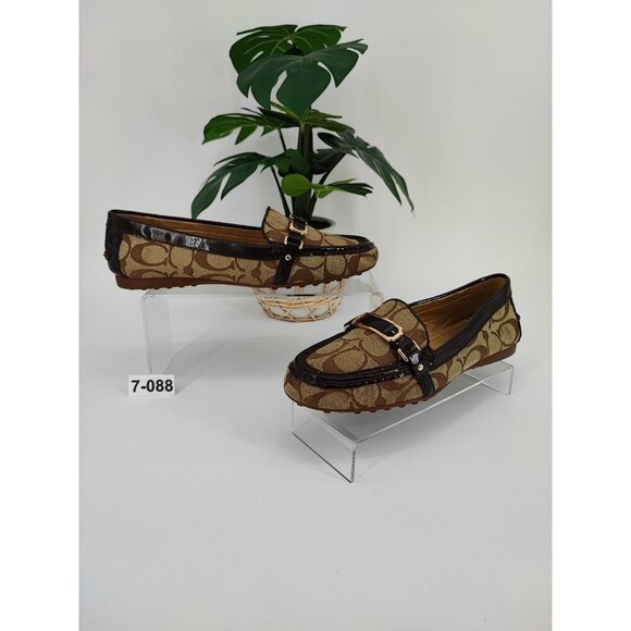 Coach Women's Felisha Signature Brown Canvas Loafers Shoes Size 7.5B US - Picture 1 of 8